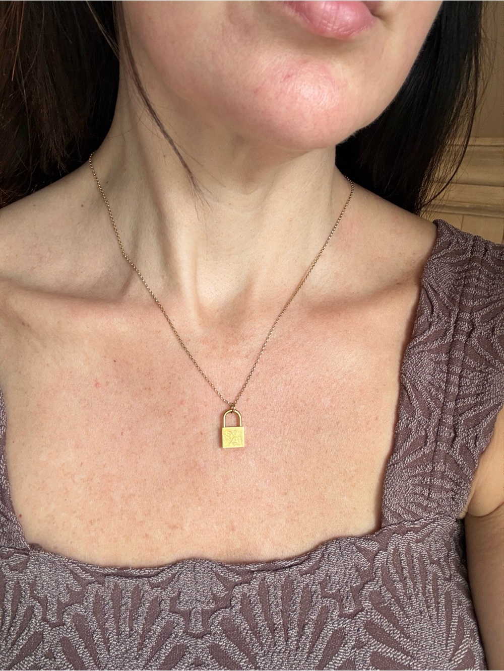 Minimal Gold Padlock Necklace for Women - “K” initial by Electric Picks